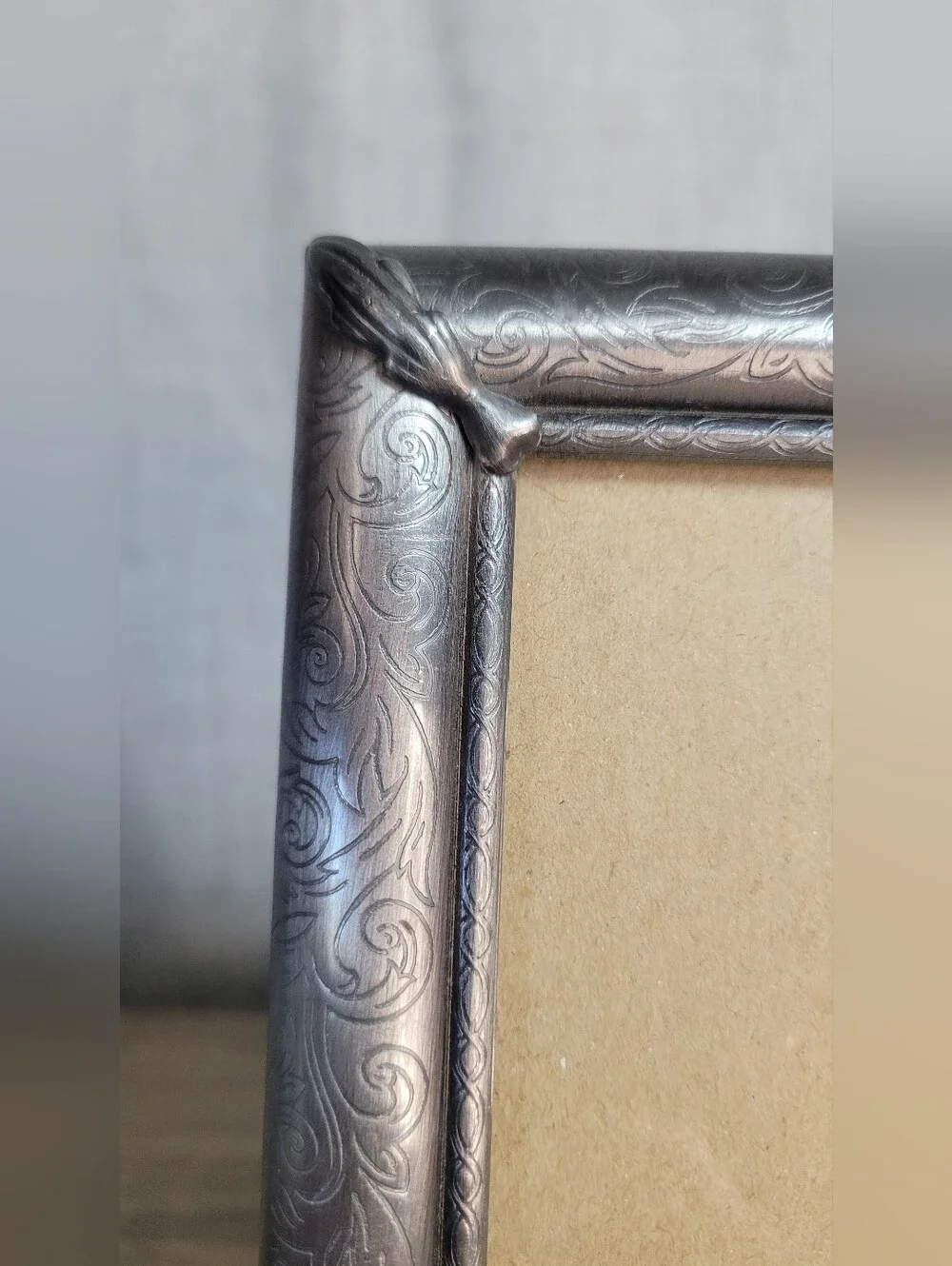 Ornate Silver Photo Frame - Decorative Metal Finish Vintage